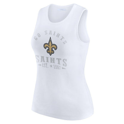 New Orleans Saints WEAR by Erin Andrews Women's Ribbed Graphic Tank Top - White on sale