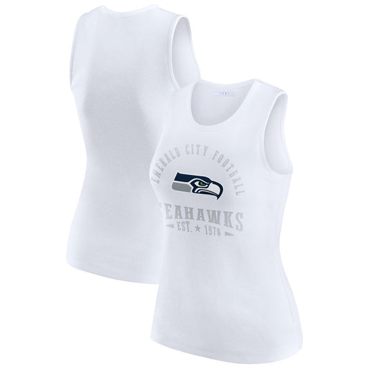 Seattle Seahawks WEAR by Erin Andrews Women's Ribbed Graphic Tank Top - White discount