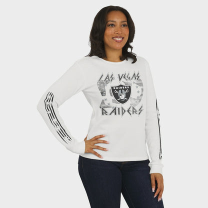 Las Vegas Raiders WEAR by Erin Andrews Women's Graphic Waffle Long-Sleeve T-Shirt - White for sale