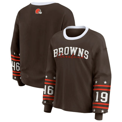 Cleveland Browns WEAR by Erin Andrews Women's Sport Long-Sleeve T-Shirt - Brown cheap