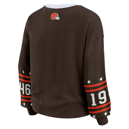 Cleveland Browns WEAR by Erin Andrews Women's Sport Long-Sleeve T-Shirt - Brown cheap