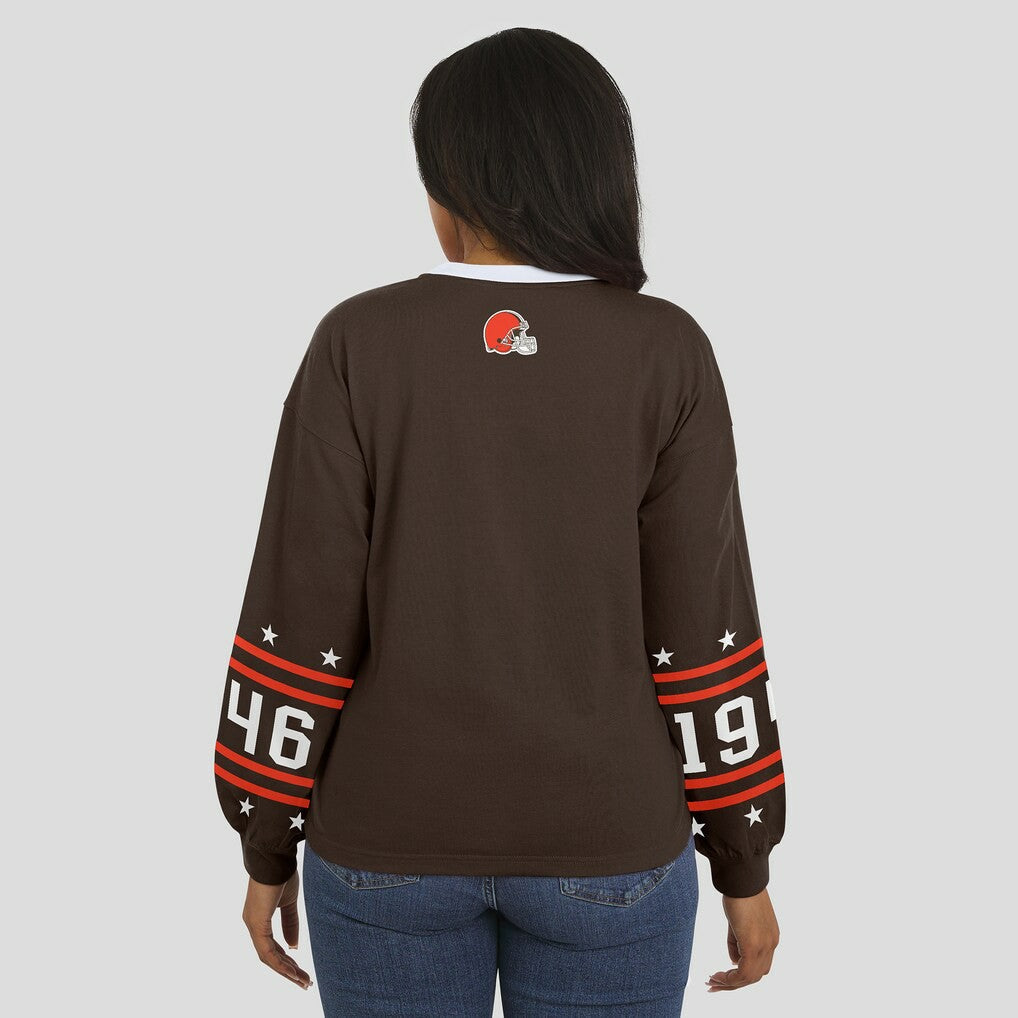 Cleveland Browns WEAR by Erin Andrews Women's Sport Long-Sleeve T-Shirt - Brown cheap
