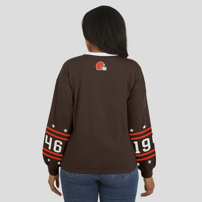 Cleveland Browns WEAR by Erin Andrews Women's Sport Long-Sleeve T-Shirt - Brown cheap