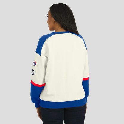 Buffalo Bills WEAR by Erin Andrews Women's Racing Crew V-Neck Sweatshirt - Cream sale