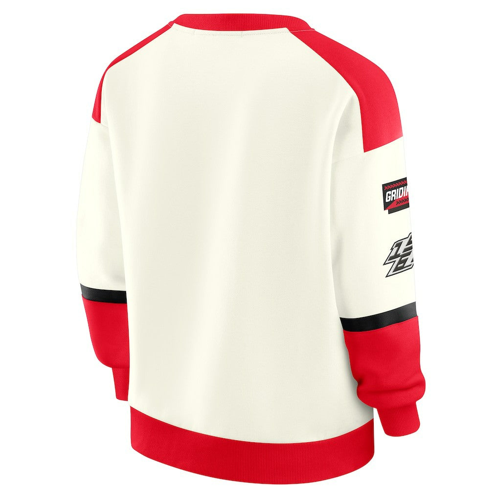 Kansas City Chiefs WEAR by Erin Andrews Women's Racing Crew V-Neck Sweatshirt - Cream sale