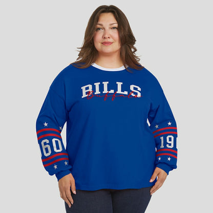 Buffalo Bills WEAR by Erin Andrews Women's Plus Size Sport Long-Sleeve T-Shirt - Royal on sale