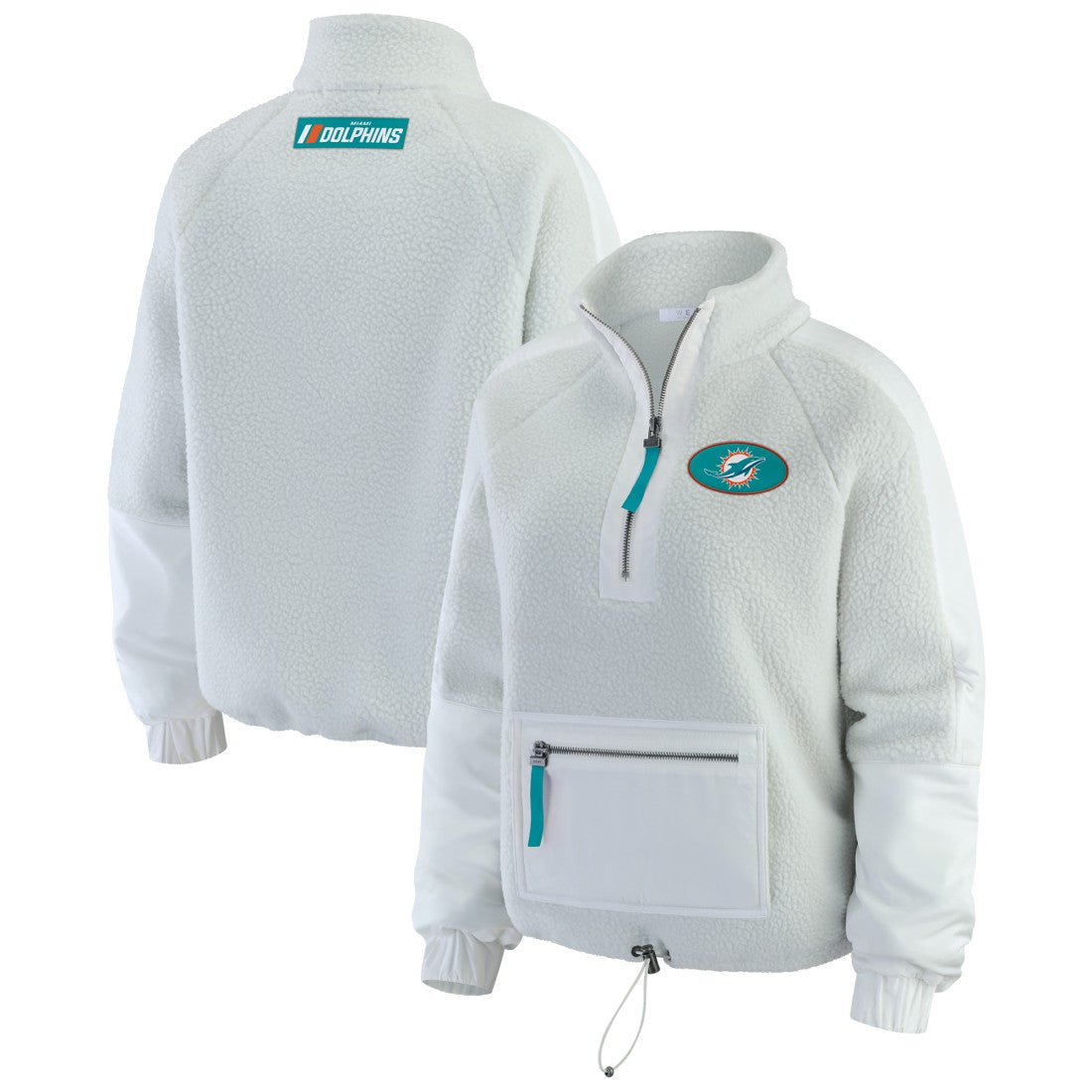 Miami Dolphins WEAR by Erin Andrews Women's Polar Fleece Half-Zip Jacket - White discount