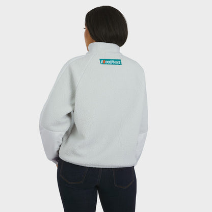 Miami Dolphins WEAR by Erin Andrews Women's Polar Fleece Half-Zip Jacket - White discount