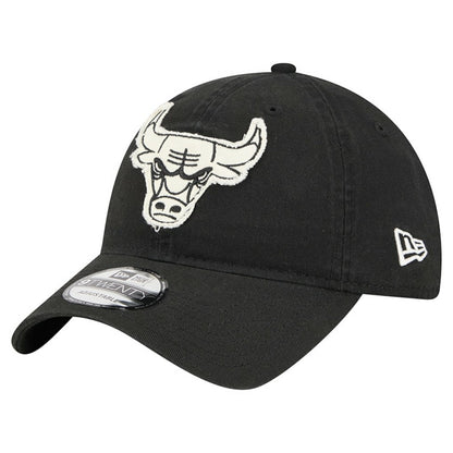 Chicago Bulls Stamp Fabric Applique 9TWENTY Adjustable Hat - Black | New Era sale