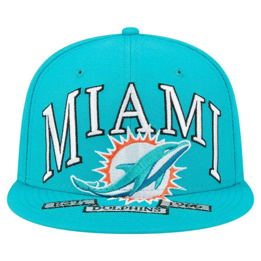 Miami Dolphins New Era Oversized 59FIFTY Fitted Hat - Aqua discount