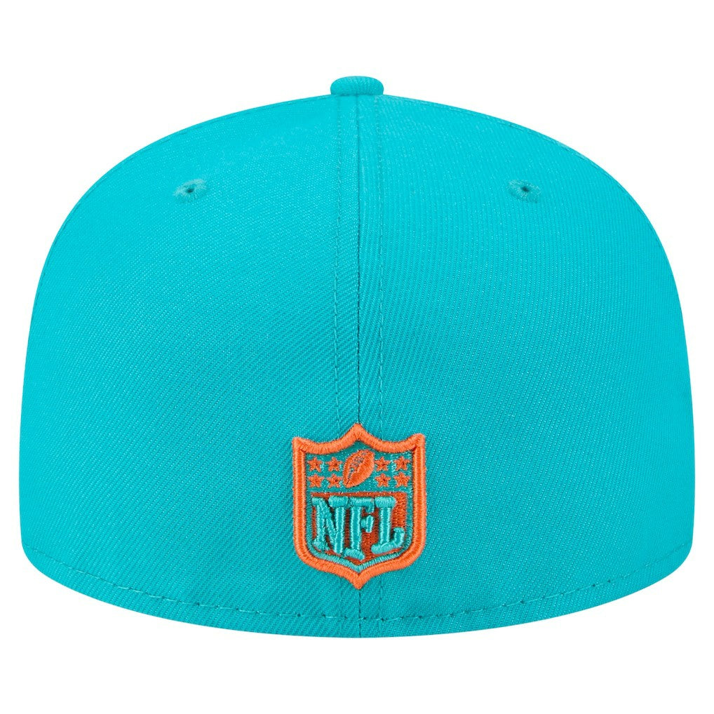 Miami Dolphins New Era Oversized 59FIFTY Fitted Hat - Aqua discount
