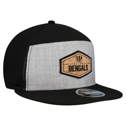 Cincinnati Bengals New Era Cork Split Panel 9FIFTY Trucker Snapback Hat - Gray/Black discount