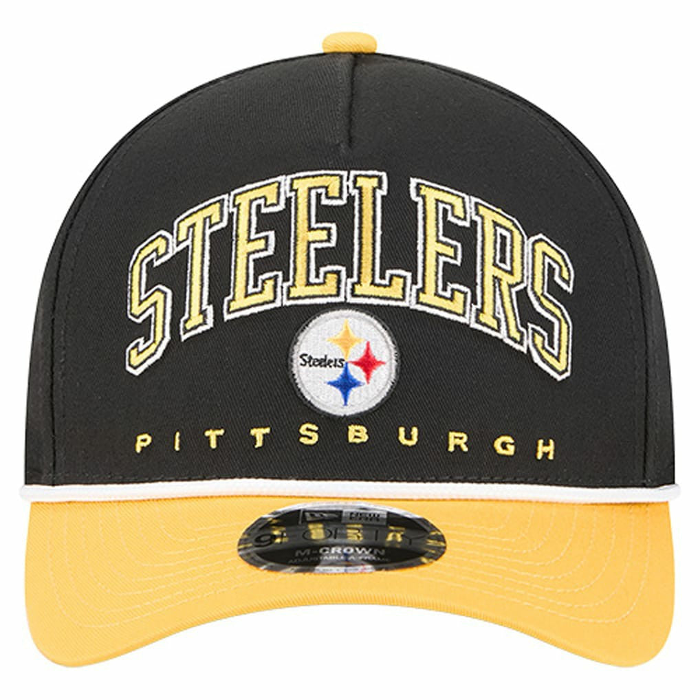 Pittsburgh Steelers New Era Arch COOLERA 9FORTY A-Frame M-Crown Adjustable Hat - Black sale