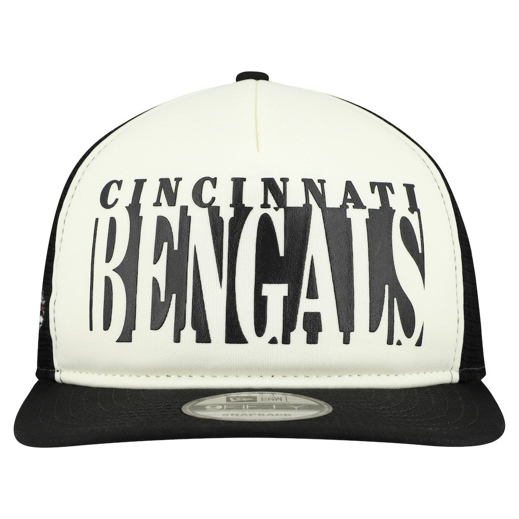Cincinnati Bengals New Era Throwback Cutout A-Frame 9FIFTY Snapback Hat - Cream/Black cheap