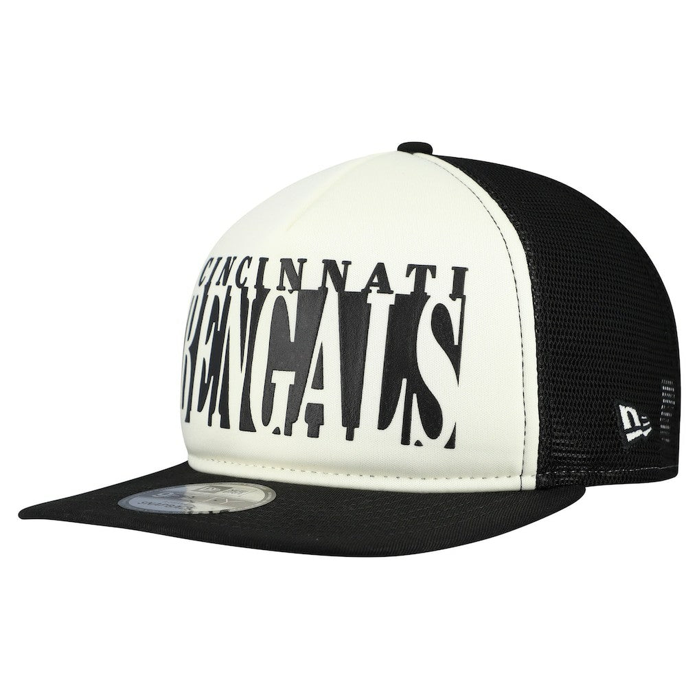 Cincinnati Bengals New Era Throwback Cutout A-Frame 9FIFTY Snapback Hat - Cream/Black cheap