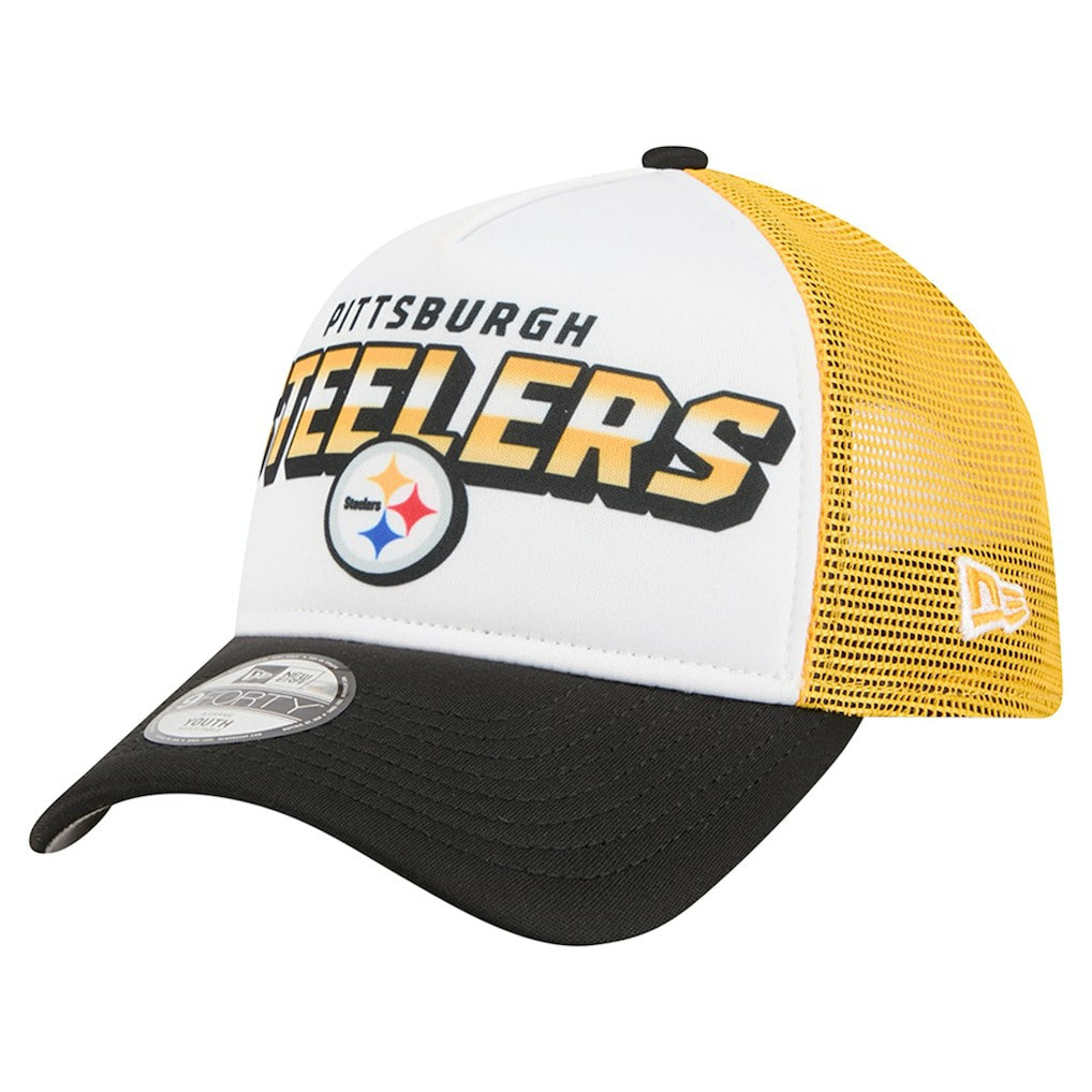 Pittsburgh Steelers New Era Youth Streak 9FORTY A-Frame Adjustable Hat - White/Black outlet