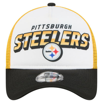 Pittsburgh Steelers New Era Youth Streak 9FORTY A-Frame Adjustable Hat - White/Black outlet