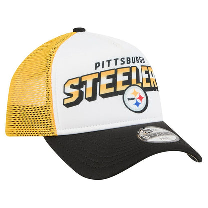 Pittsburgh Steelers New Era Youth Streak 9FORTY A-Frame Adjustable Hat - White/Black outlet