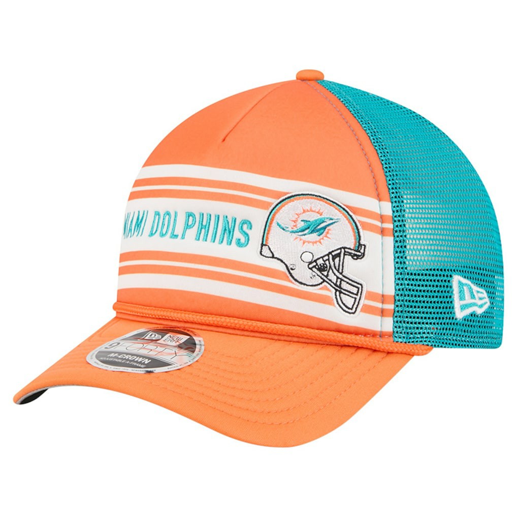Miami Dolphins New Era Linear A-Frame 9FORTY Adjustable Hat - Orange for sale
