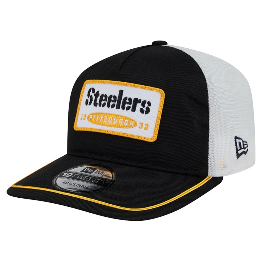 Pittsburgh Steelers New Era Patch 19TWENTY Adjustable Hat - Black/White discount