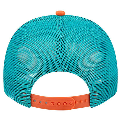 Miami Dolphins New Era Banner A-Frame 9FIFTY Trucker Snapback Hat - Cream/Aqua cheap
