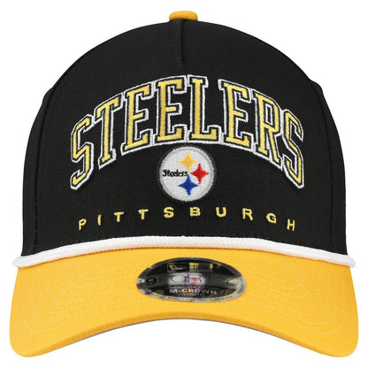 Pittsburgh Steelers New Era Youth Arch COOLERA 9FORTY A-Frame Adjustable Hat - Black/Gold cheap
