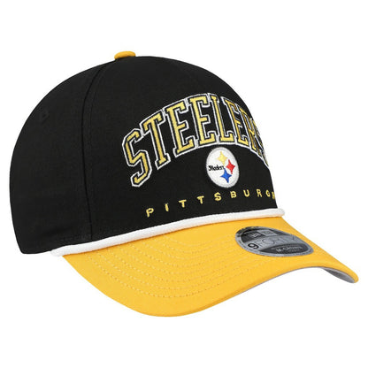 Pittsburgh Steelers New Era Youth Arch COOLERA 9FORTY A-Frame Adjustable Hat - Black/Gold cheap
