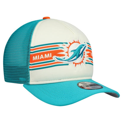 Miami Dolphins New Era Youth Banner 9FIFTY A-Frame Adjustable Trucker Hat - Cream/Aqua sale