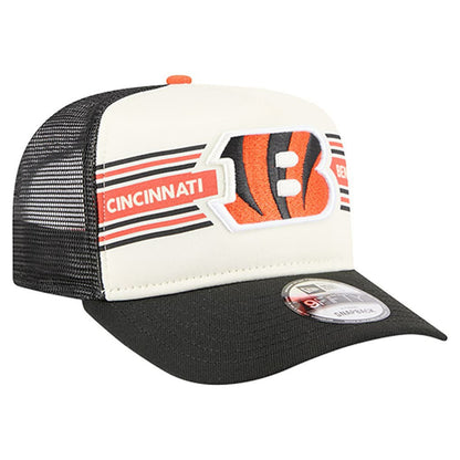 Cincinnati Bengals New Era Youth Banner 9FIFTY A-Frame Adjustable Trucker Hat - Cream/Black for sale