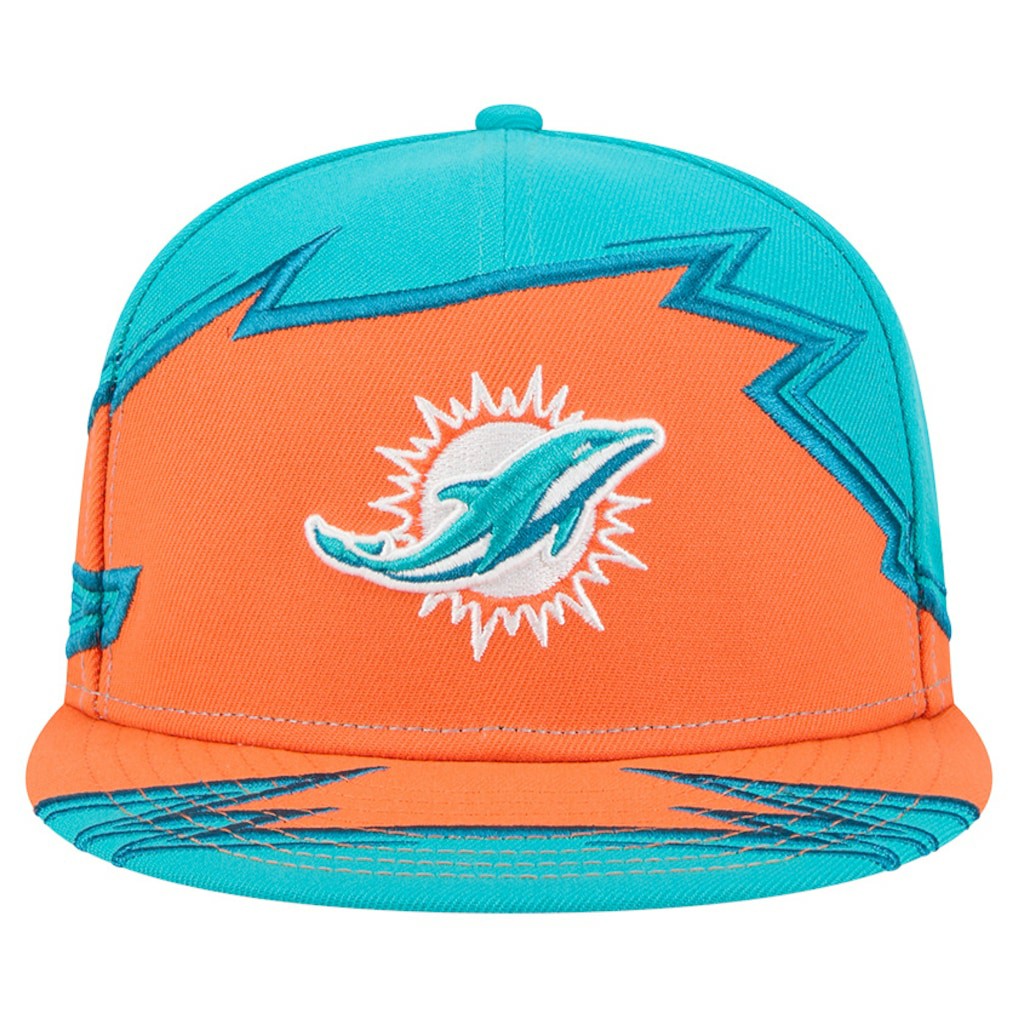 Miami Dolphins New Era Break 59FIFTY Fitted Hat - Aqua/Orange for sale