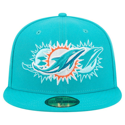 Miami Dolphins New Era Tri-Hit 59FIFTY Fitted Hat - Aqua on sale