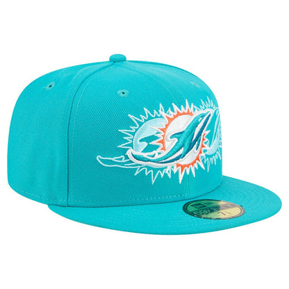 Miami Dolphins New Era Tri-Hit 59FIFTY Fitted Hat - Aqua on sale