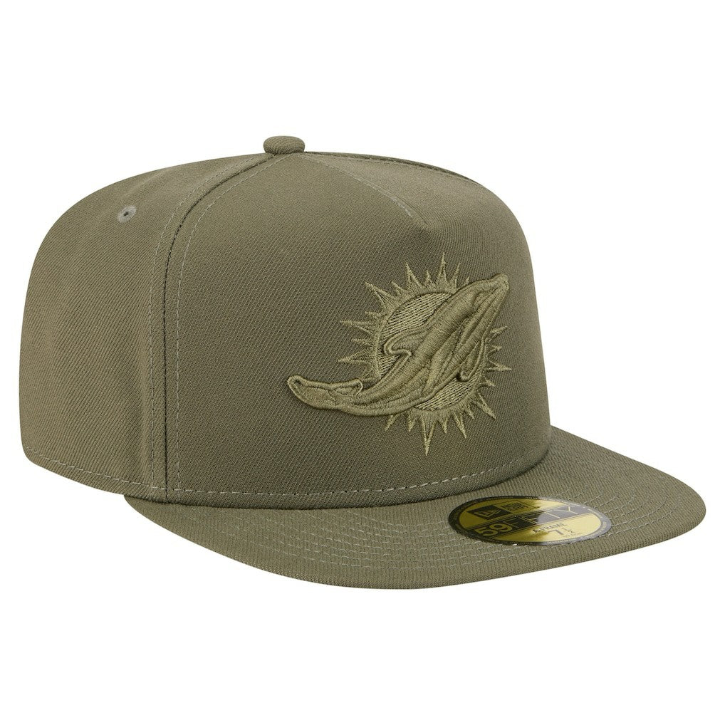 Miami Dolphins New Era Color Pack A-Frame 59FIFTY Fitted Hat - Olive cheap