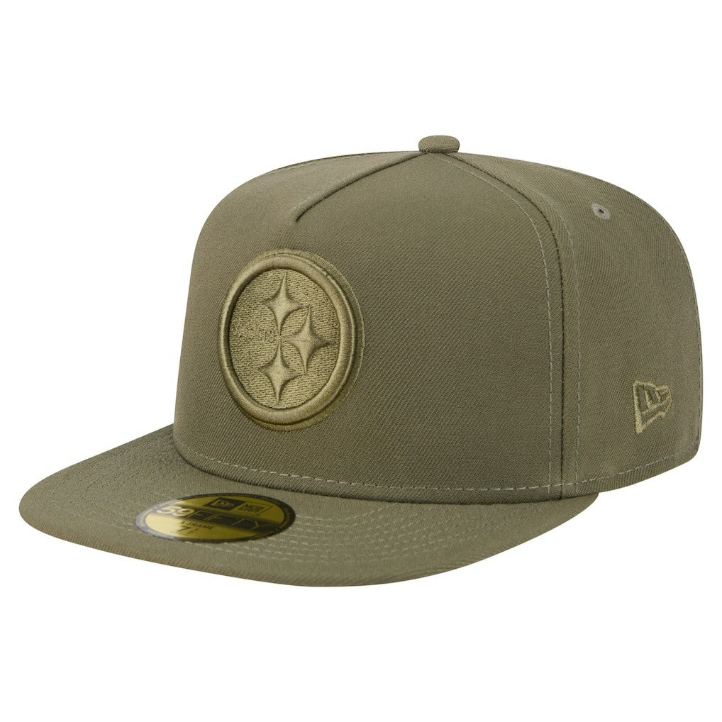 Pittsburgh Steelers New Era Color Pack A-Frame 59FIFTY Fitted Hat - Olive cheap