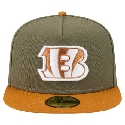 Cincinnati Bengals New Era Color Pack A-Frame 59FIFTY Fitted Hat - Olive/Brown discount