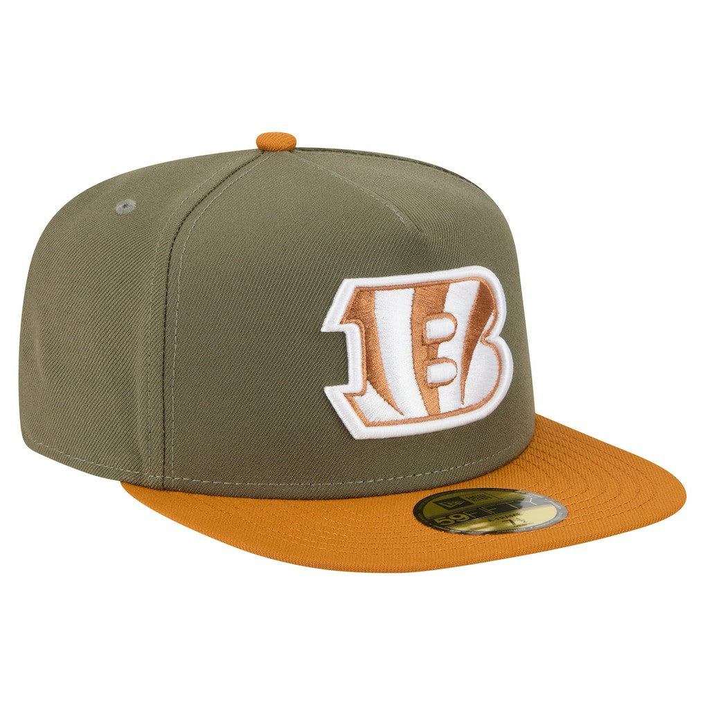 Cincinnati Bengals New Era Color Pack A-Frame 59FIFTY Fitted Hat - Olive/Brown discount