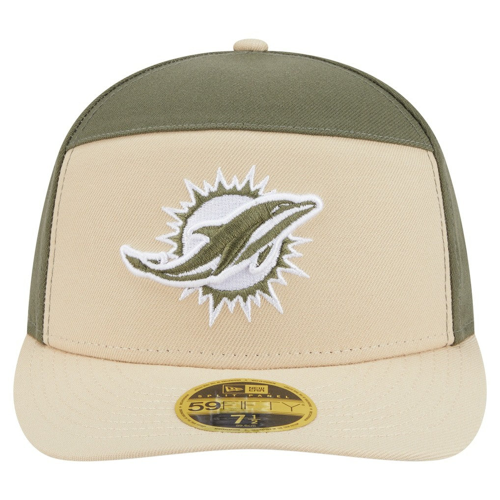 Miami Dolphins New Era Two-Tone Color Pack Split Panel 59FIFTY Fitted Hat - Light Beige/Olive discount