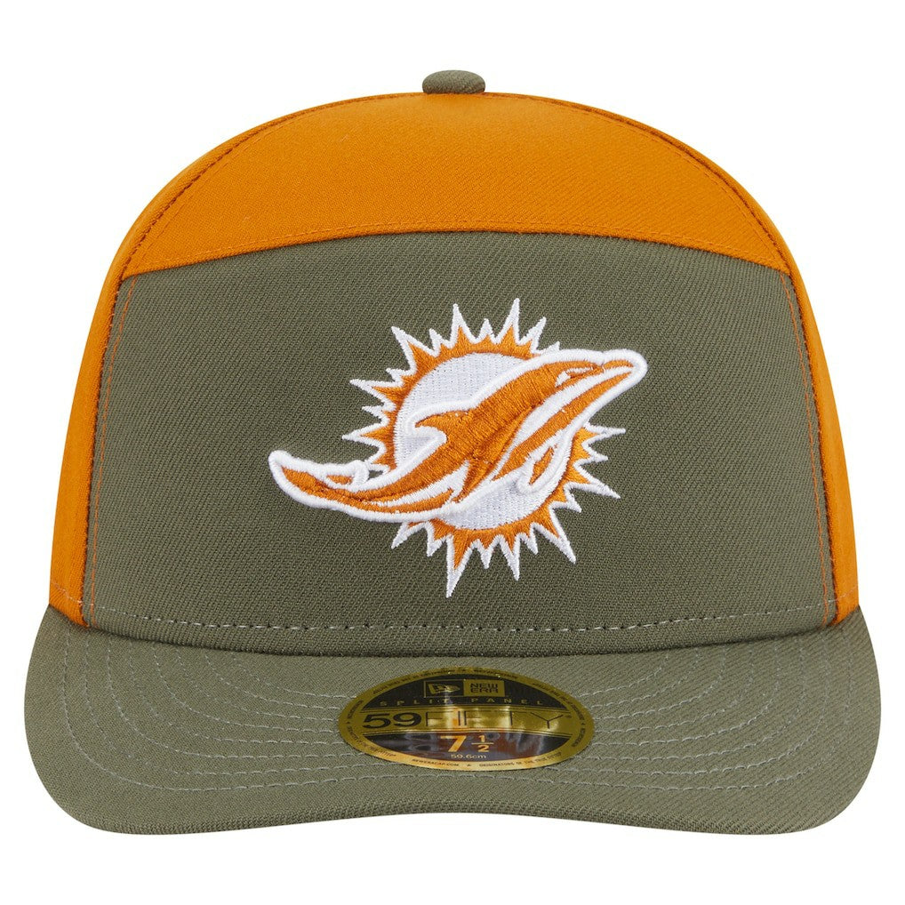 Miami Dolphins New Era Two-Tone Color Pack Split Panel 59FIFTY Fitted Hat - Olive/Brown sale