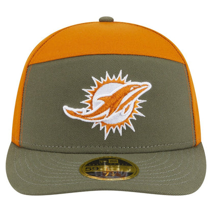 Miami Dolphins New Era Two-Tone Color Pack Split Panel 59FIFTY Fitted Hat - Olive/Brown sale