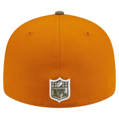 Miami Dolphins New Era Two-Tone Color Pack Split Panel 59FIFTY Fitted Hat - Olive/Brown sale