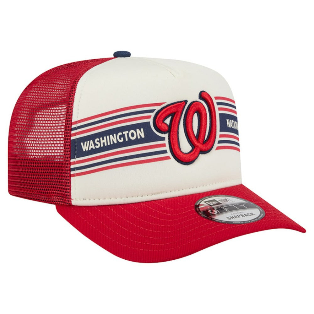 Washington Nationals Banner A-Frame 9FIFTY Trucker Snapback Hat - Cream/Red | New Era
