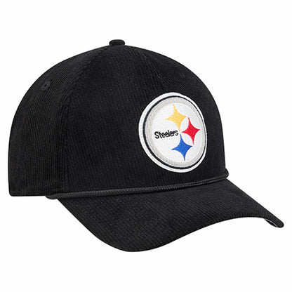 Pittsburgh Steelers New Era Cord Corduroy 9FORTY A-Frame Adjustable Hat - Black on sale