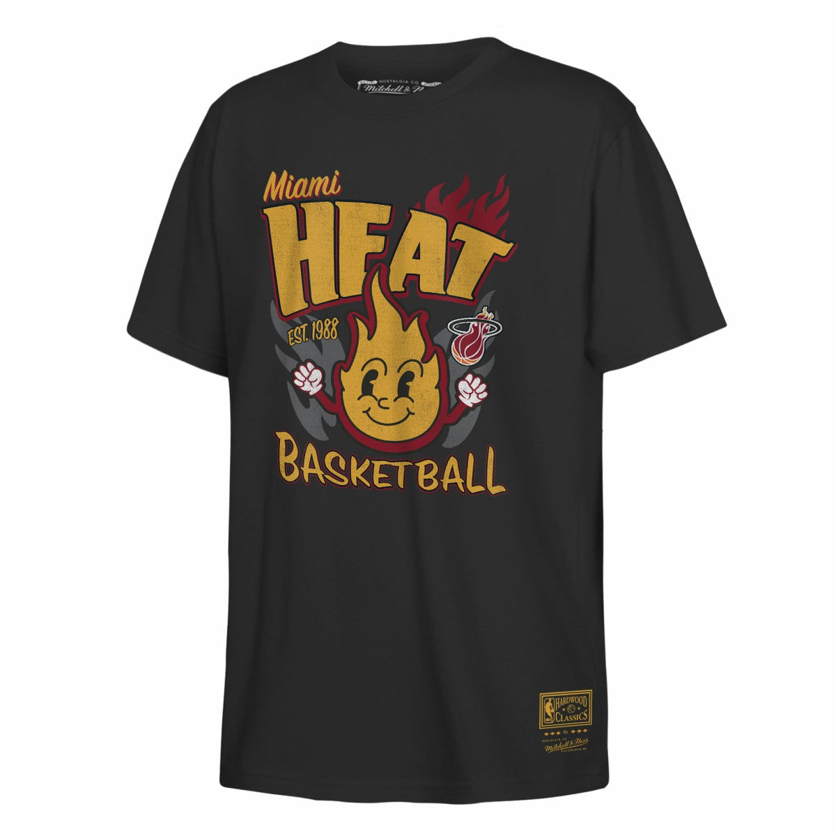 Miami Heat Youth Retro Mascot Script T-Shirt - Black | Mitchell & Ness cheap
