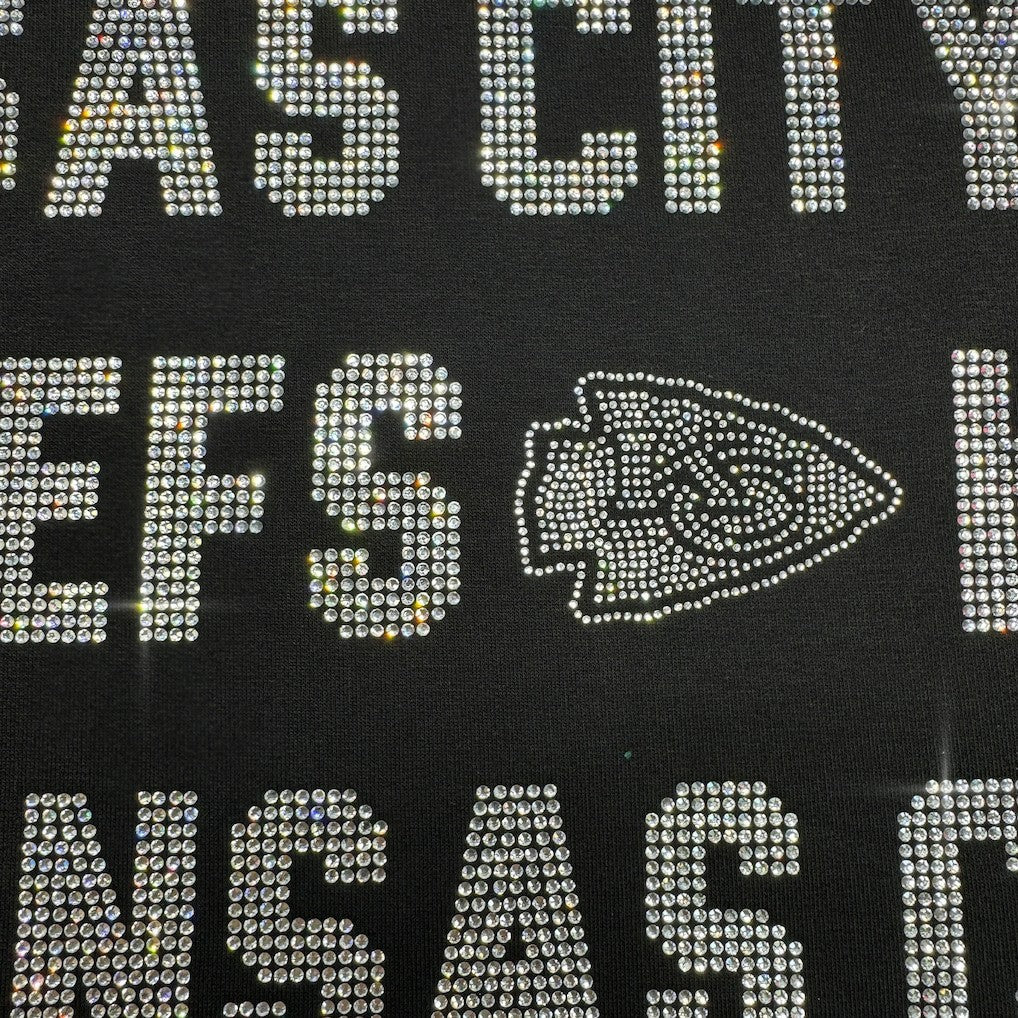Kansas City Chiefs Gameday Couture Women's Oversized Hype Era Rhinestone Text Sweatshirt - Black for sale