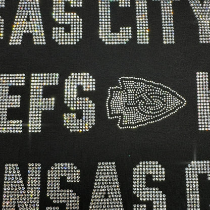 Kansas City Chiefs Gameday Couture Women's Oversized Hype Era Rhinestone Text Sweatshirt - Black for sale