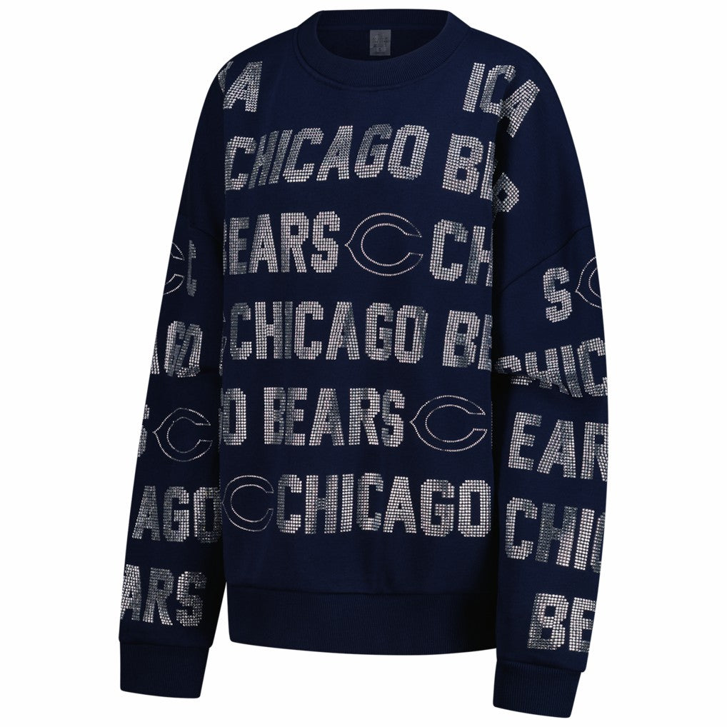 Chicago Bears Gameday Couture Women's Oversized Hype Era Rhinestone Text Sweatshirt - Navy outlet
