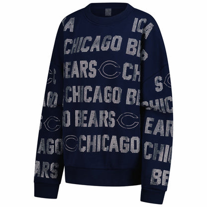 Chicago Bears Gameday Couture Women's Oversized Hype Era Rhinestone Text Sweatshirt - Navy outlet
