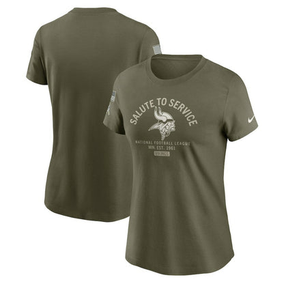 Minnesota Vikings Women's 2025 Salute to Service Sideline T-Shirt - Olive | Nike sale