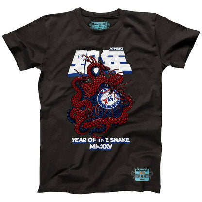Philadelphia 76ers NBALab x Hyperfly Unisex Year of the Snake Lunar New Year Collection T-Shirt - Heather Black on sale