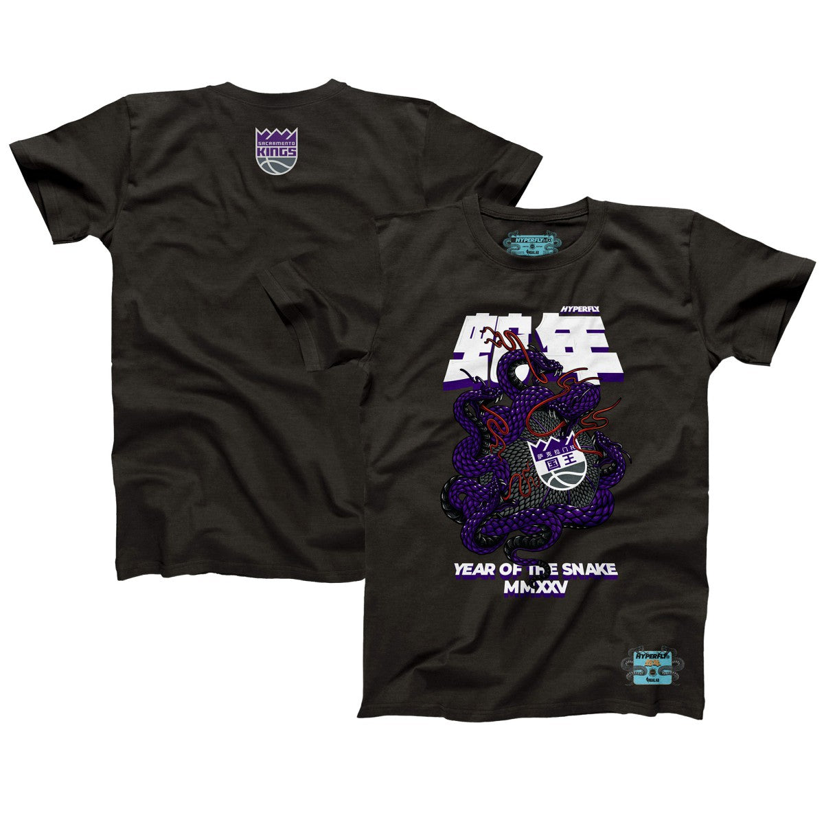 Sacramento Kings NBALab x Hyperfly Unisex Year of the Snake Lunar New Year Collection T-Shirt - Heather Black for sale